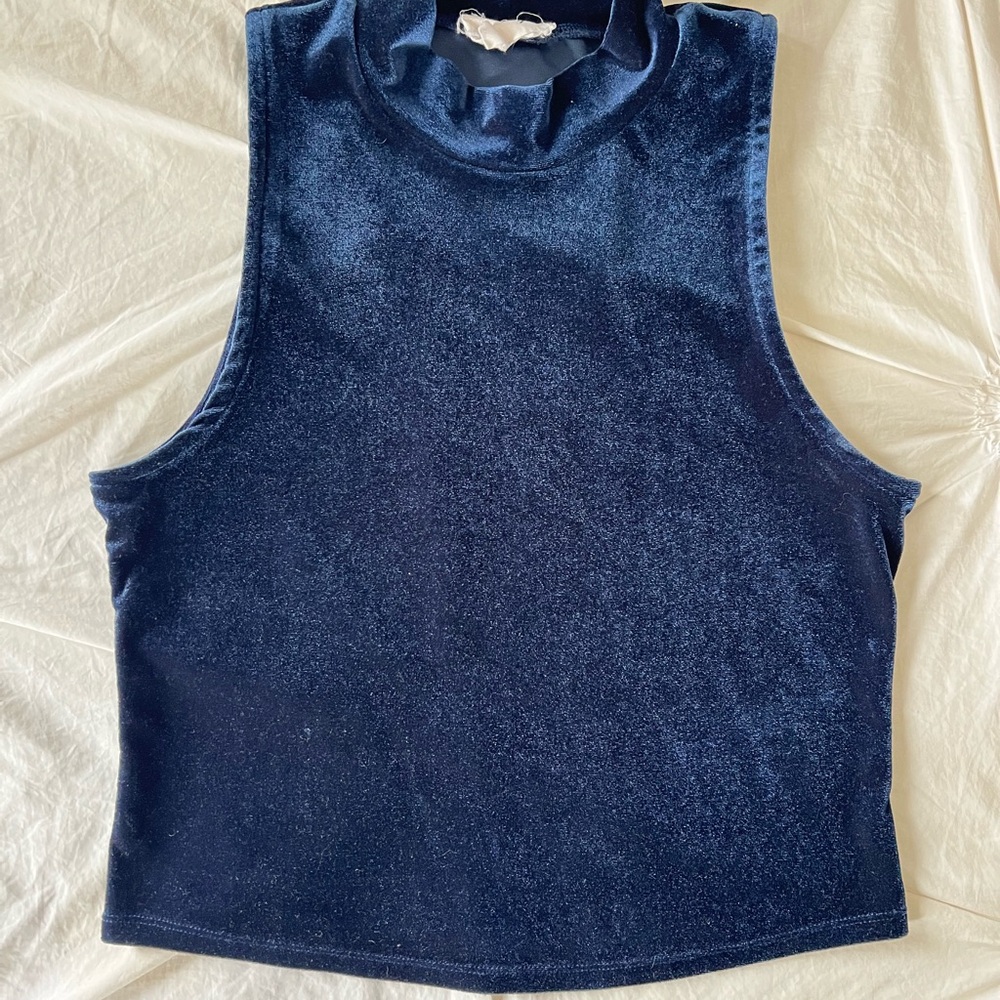 Olive & Oak Midnight Blue Velvet Tank Top